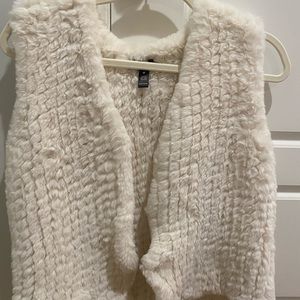 Aqua faux fur vest